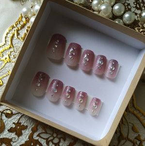 Reusable 2 Toned Glitter Acrylic Press On Nails